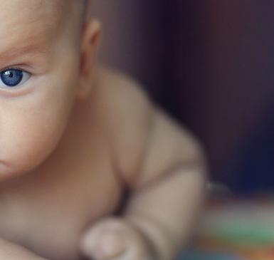 Image: baby looking grumpy. Topic: Carter's: End Toxic Textiles in Children's Clothing