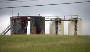 Aftermath of an explosion at a frack pad near Salt Fork State Park in Guernsey County, Ohio