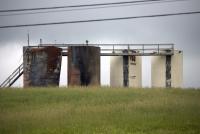 Aftermath of an explosion at a frack pad near Salt Fork State Park in Guernsey County, Ohio