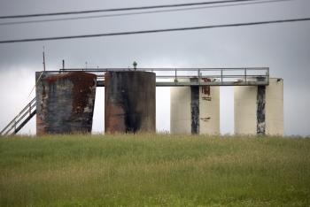 Aftermath of an explosion at a frack pad near Salt Fork State Park in Guernsey County, Ohio