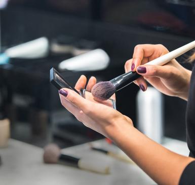 woman with makeup kit