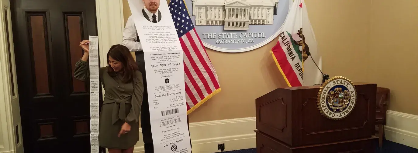 Press conference for announcement of Skip the Slip bill