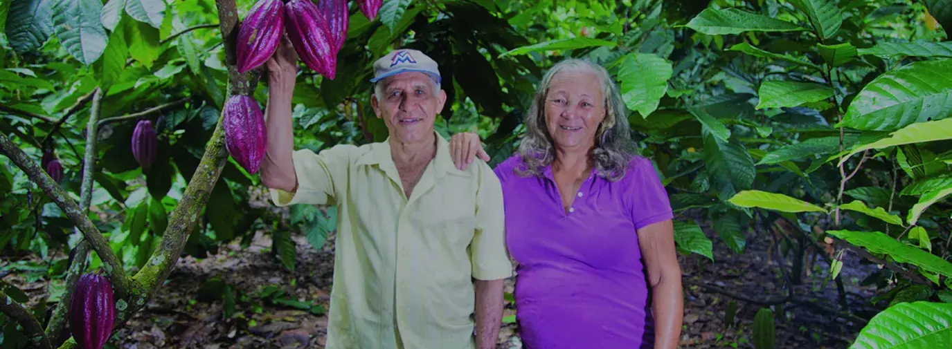 Equal Exchange cocoa farmers Juan Peñaló and Nieve Quezada of CONACADO Cooperative, Dominican Republic. Photo
