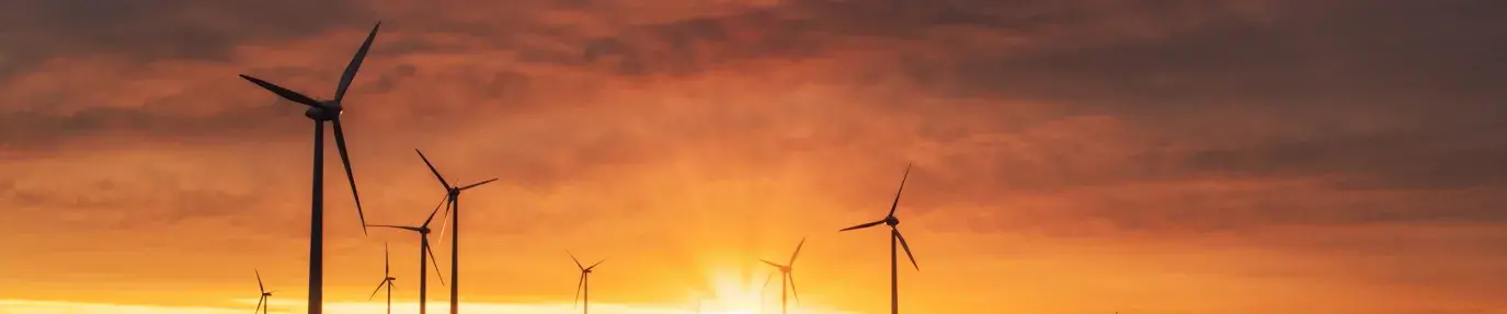 Image: wind turbines in a field against the setting sun. Title: Is Verizon’s Green Bond Tipping the Scales on Clean Energy?